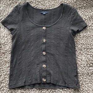 AE Ribbed Grey Crop Top